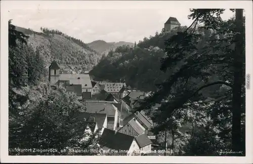 Ziegenrück/Saale Panorama-Ansicht mit Saaletal, innere Stadt u. Schloss 1942