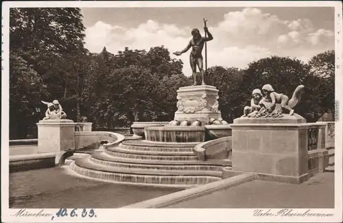 Ansichtskarte München Vater-Rheinbrunnen 1933