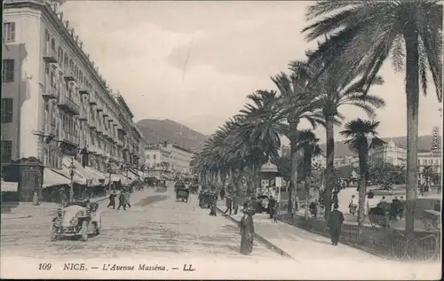 CPA Nizza Nice La Avenue Massena - Auto 1911 