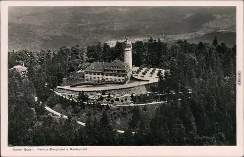 Ansichtskarte Baden-Baden Luftbild Hotel Merkur 1939 