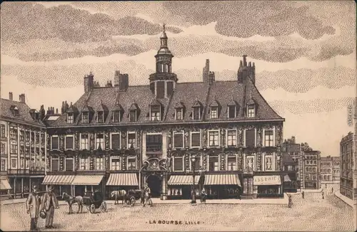 CPA Lille Grand Place - Börse (Bourse) Künstlerkarte 1915 