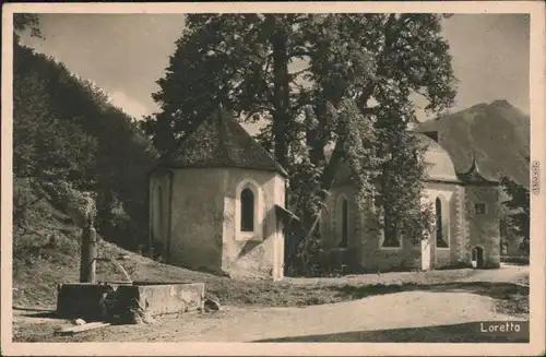 Ansichtskarte Loretto Kirche, Wasserbrunnen 1920