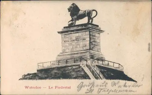 Ansichtskarte Waterloo Waterlô Denkmal Piedestal du Lion 1902