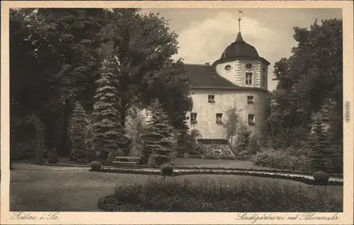 Ansichtskarte Zittau Stadtgärtnerei mit Blumenuhr 1925