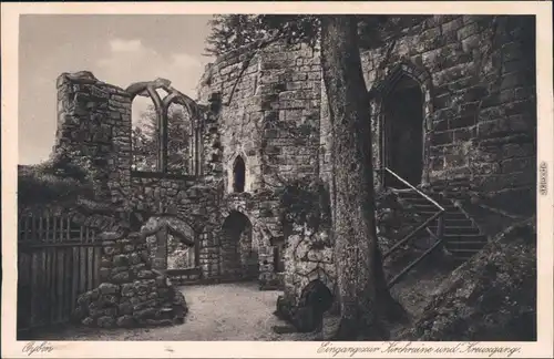 Ansichtskarte Oybin Eingang zur Kirchruine und Kreuzgang 1928 