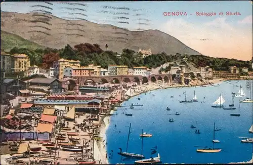 Ansichtskarte Genua Genova (Zena) Strand/Spiaggia di Sturla 1910