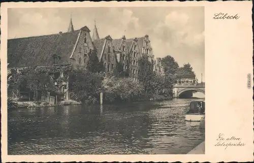 Ansichtskarte Lübeck Partie an den Alten Salzspeichern 1932 