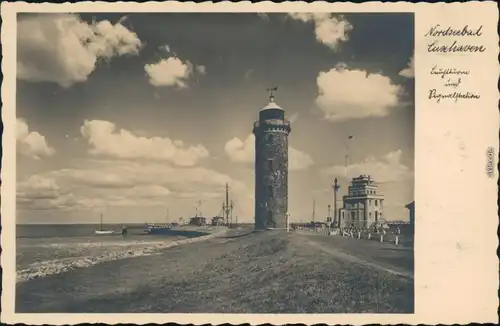 Ansichtskarte Cuxhaven Leuchtturm und Station 1932 