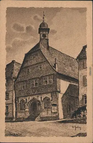 Ansichtskarte Amorbach Künstlerkarte: Abteikirche 1910