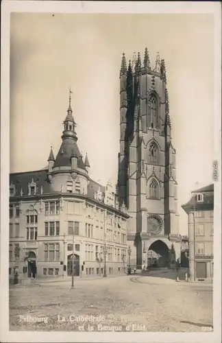 Freiburg im Üechtland Fribourg Cathedrale et Banque/Straßenpartie, Bank  1930