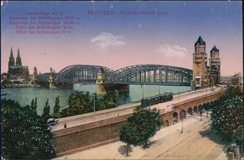Ansichtskarte Köln Hohenzollernbrücke vv  1916