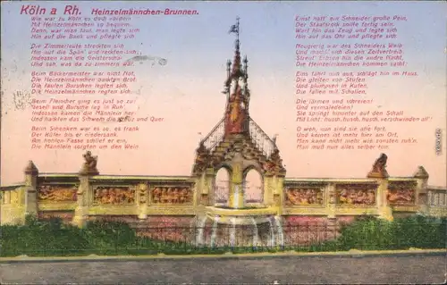 Ansichtskarte Köln Heinzelmännchenbrunnen 1917