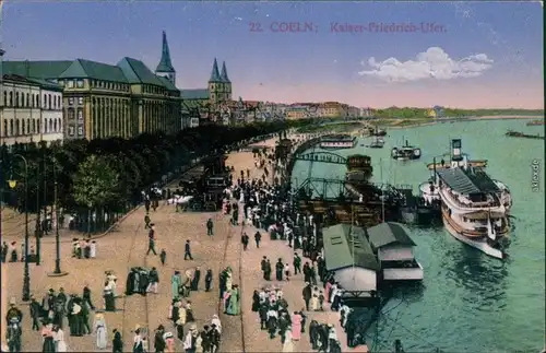 Ansichtskarte Köln Kaiser Friedrich Ufer - Anlgestelle 1916 