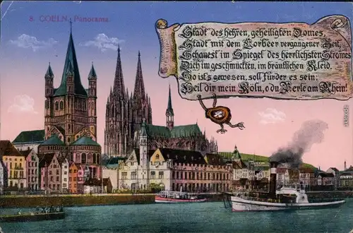 Ansichtskarte Köln Dom, Kirche, Rheinufer 1917