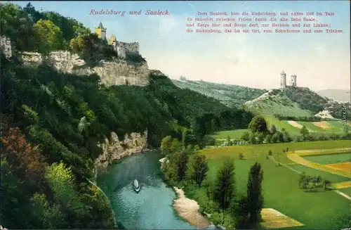 Ansichtskarte Bad Kösen Rudelsburg und Burg Saaleck 1910