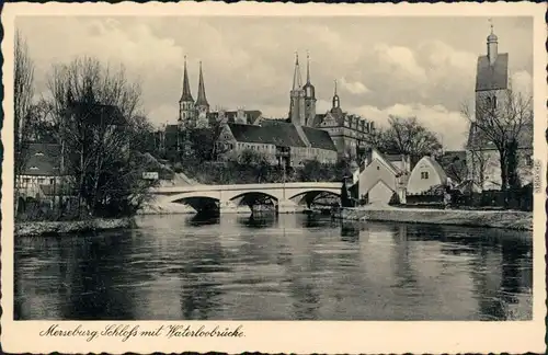 Ansichtskarte Merseburg Schloss und Waterloobrücke 1936