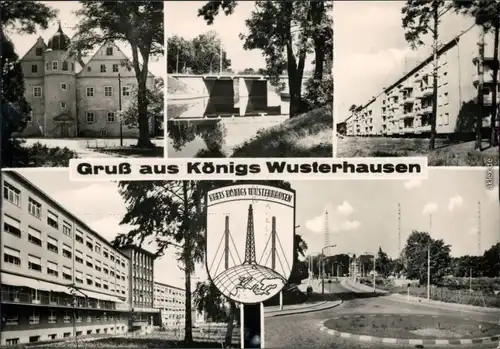Ansichtskarte Königs Wusterhausen Schloss, Brücke, Wohnhäuser, Straße 1970