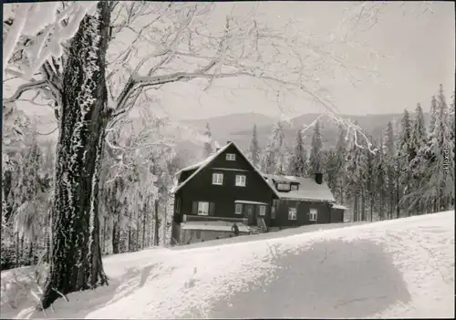 Ansichtskarte Krummhübel Karpacz Haus im Schnee 1981