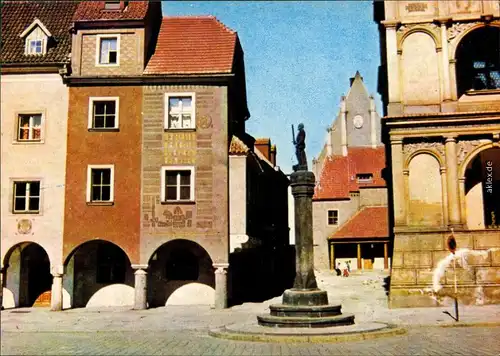 Ansichtskarte Posen Poznań Fragment Starego Rynku Platz mit Denkmal 1972