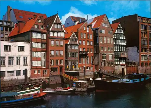 Ansichtskarte Hamburg Alte Häuser am Nicolaifleet 1985