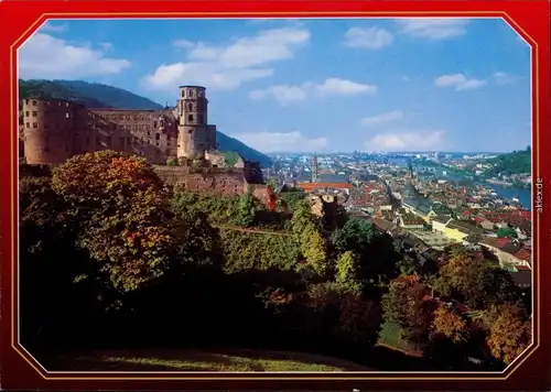 Ansichtskarte Heidelberg Blick von der Schloßterrasse 1990