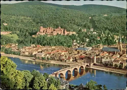 Ansichtskarte Heidelberg Blick vom Philosophenweg 1985