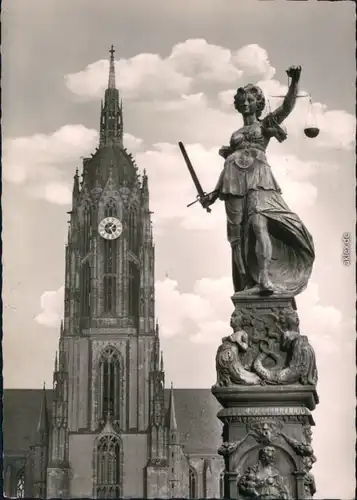 Ansichtskarte Frankfurt am Main Dom und Gerechtigkeitsbrunnen 1963