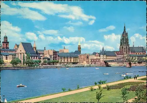 Ansichtskarte Frankfurt am Main Mainpartie und Dom 1964
