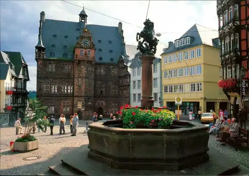Ansichtskarte Marburg an der Lahn Rathaus mit Marktbrunnen 1985