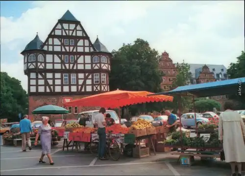 Ansichtskarte Gießen Wochenmarkt mit Neuem Schloss 1990