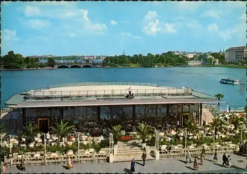 Ansichtskarte Hamburg Alsterpavillon mit Binnenalster 1965