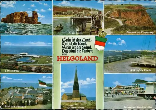 Helgoland (Insel) Schwimmbad, Reede, Oberland, Neue Kirche, Kurhaus 1963