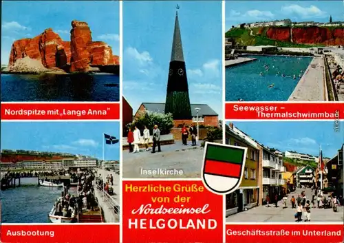 Helgoland (Insel) Nordspitze, Schwimmbad, Ausbootung, Geschäftsstraße 1965