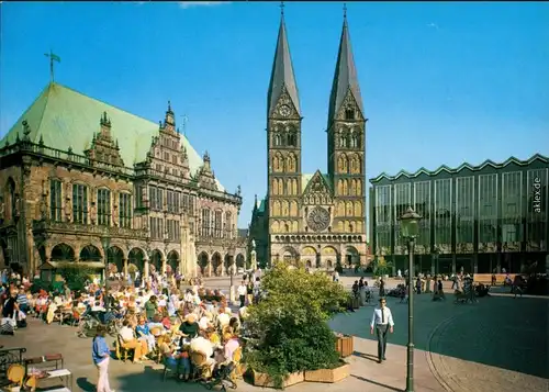Ansichtskarte Bremen Marktplatz mit Rathaus, Dom und Parlamentsgebäude 1975