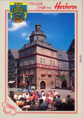 Ansichtskarte Herborn Marktplatz mit Rathaus 1990