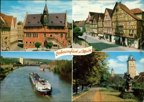 Ochsenfurt Rathaus, 
 Hauptstraße, Schiffahrt, Klingenturm, Taubenturm 1976