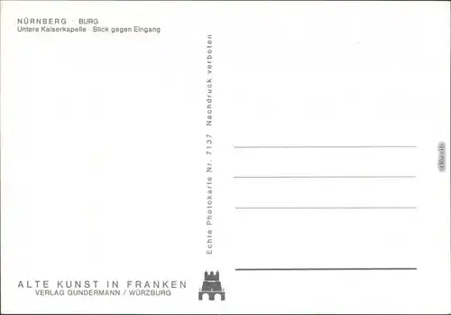Ansichtskarte Nürnberg Nürnberger Burg - Untere Kaiserkapelle 1985