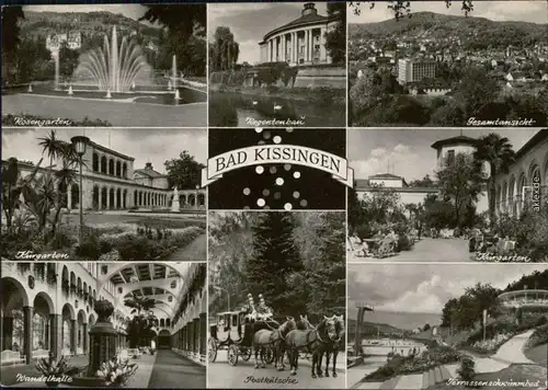 Bad Kissingen Gesamtansicht, Rosengarten, Wandelhalle, Schwimmbad 1966