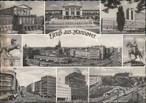Hannover Oper, Hauptbahnhof, Continental-Haus, Stadtzentrum Kröpcke 1962