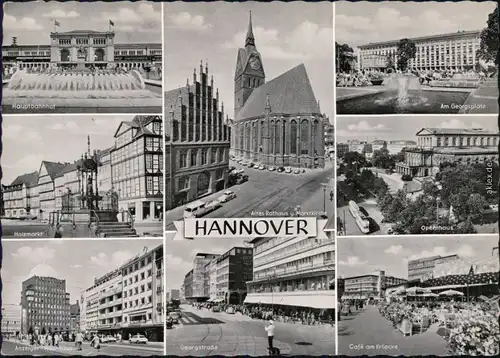 Hannover Hauptbahnhof, Holzmarkt Georgsplatz  Georgstraße, Cafe Kröpcke 1961