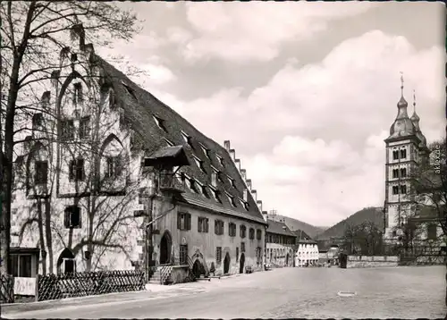 Ansichtskarte Amorbach Schloßmühle und Abteikirche 1958
