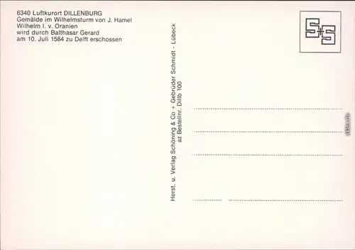 Dillenburg Wilhelmsturm:  v. J. Hamel "Ermordung Wilhelm I. von Oranien" 1965