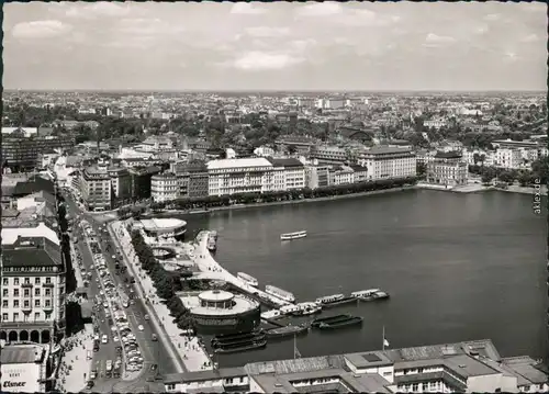 Ansichtskarte Altstadt-Hamburg Jungfernstieg und Binnenalster 1954