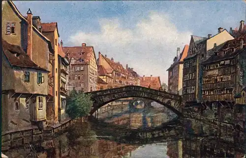 Ansichtskarte Nürnberg Fleischbrücke Künstlerkarte 1920