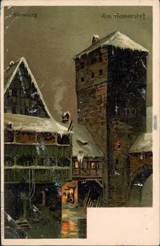 Ansichtskarte Nürnberg Am Henkersteg Künstlerkarte Winter 1915