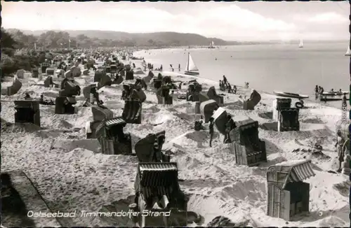 Ansichtskarte Timmendorfer Strand Strandleben - Strandkörbe 1961 