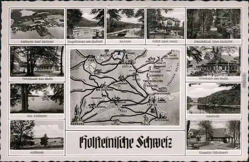 Ansichtskarte Sielbeck-Eutin Mehrbild - Landkarte: Kellersee, Ukleisee 1961 