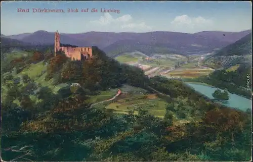 Ansichtskarte Bad Dürkheim Blick auf die Ruine Limburg 1915 