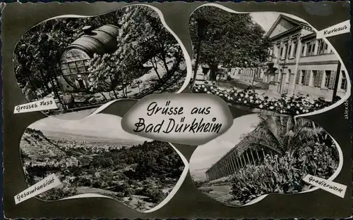 Ansichtskarte Bad Dürkheim 4 Bild: Großes Fass, Gradierwerk, Panorama 1960 