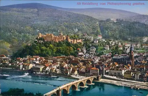Ansichtskarte Heidelberg Stadtblick vom Philosophenweg 1975